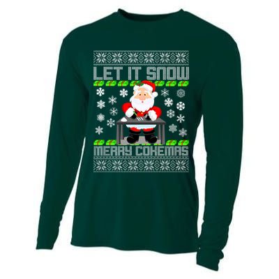 Let It Snow Merry Cokemas Santa Claus Ugly Christmas Cooling Performance Long Sleeve Crew