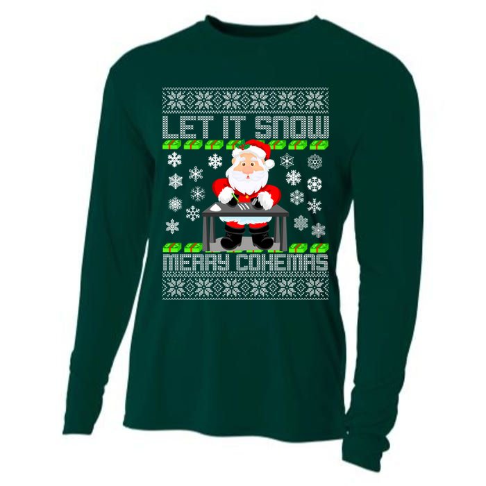 Let It Snow Merry Cokemas Santa Claus Ugly Christmas Cooling Performance Long Sleeve Crew
