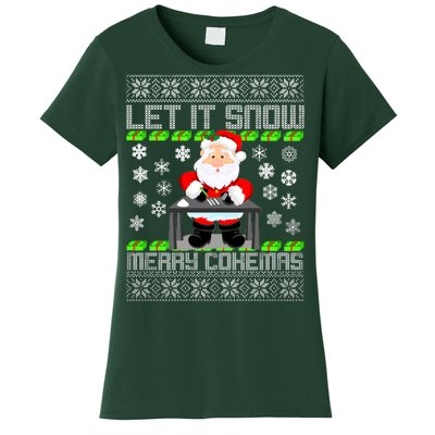 Let It Snow Merry Cokemas Santa Claus Ugly Christmas Women's T-Shirt