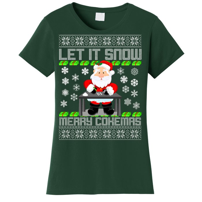 Let It Snow Merry Cokemas Santa Claus Ugly Christmas Women's T-Shirt