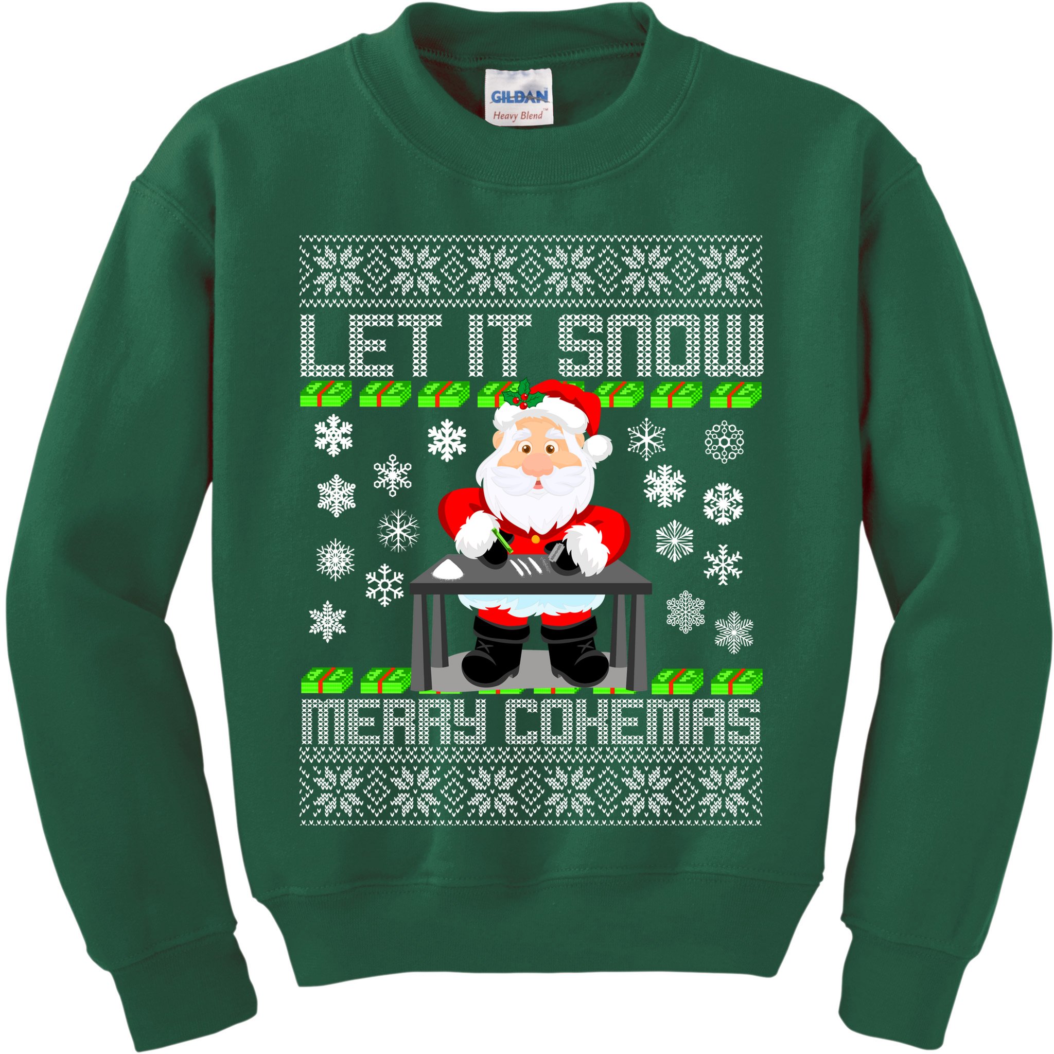 Let It Snow Merry Cokemas Santa Claus Ugly Christmas Kids Sweatshirt