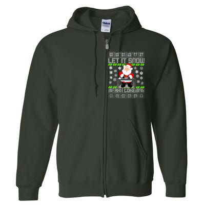 Let It Snow Merry Cokemas Santa Claus Ugly Christmas Full Zip Hoodie