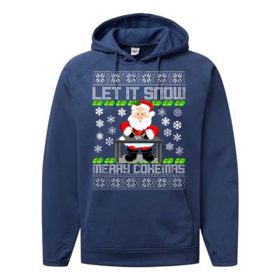 Let It Snow Merry Cokemas Santa Claus Ugly Christmas Performance Fleece Hoodie