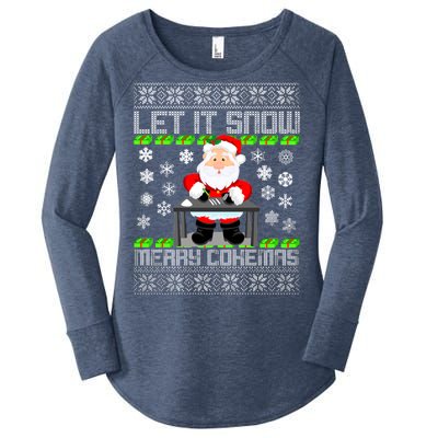 Let It Snow Merry Cokemas Santa Claus Ugly Christmas Women's Perfect Tri Tunic Long Sleeve Shirt