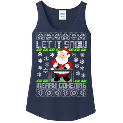 Let It Snow Merry Cokemas Santa Claus Ugly Christmas Ladies Essential Tank