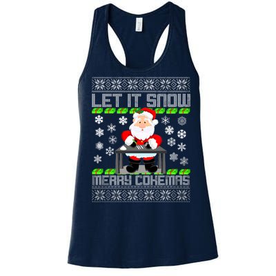 Let It Snow Merry Cokemas Santa Claus Ugly Christmas Women's Racerback Tank