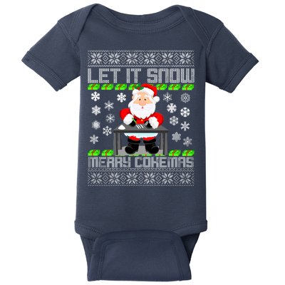 Let It Snow Merry Cokemas Santa Claus Ugly Christmas Baby Bodysuit