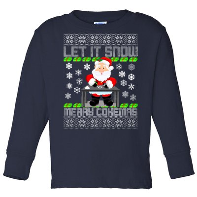 Let It Snow Merry Cokemas Santa Claus Ugly Christmas Toddler Long Sleeve Shirt