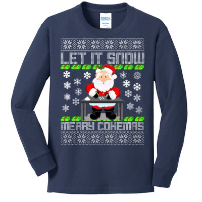 Let It Snow Merry Cokemas Santa Claus Ugly Christmas Kids Long Sleeve Shirt