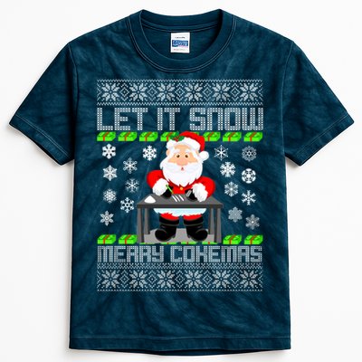 Let It Snow Merry Cokemas Santa Claus Ugly Christmas Kids Tie-Dye T-Shirt