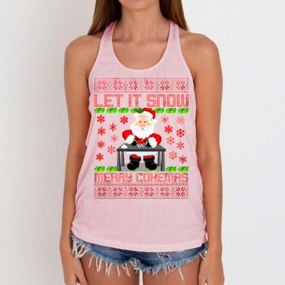 Let It Snow Merry Cokemas Santa Claus Ugly Christmas Women's Knotted Racerback Tank