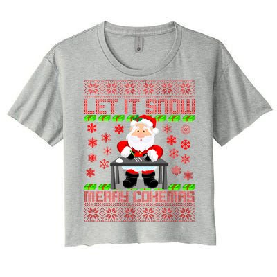 Let It Snow Merry Cokemas Santa Claus Ugly Christmas Women's Crop Top Tee