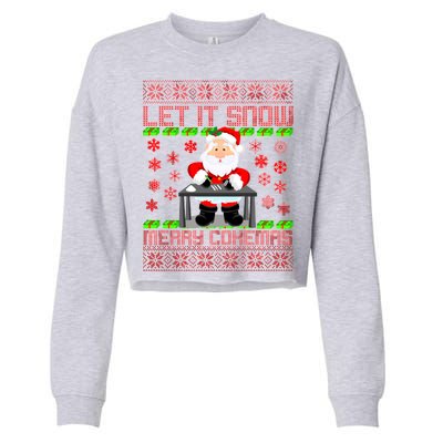 Let It Snow Merry Cokemas Santa Claus Ugly Christmas Cropped Pullover Crew