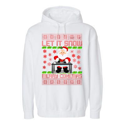 Let It Snow Merry Cokemas Santa Claus Ugly Christmas Garment-Dyed Fleece Hoodie