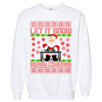 Let It Snow Merry Cokemas Santa Claus Ugly Christmas Garment-Dyed Sweatshirt
