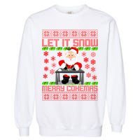 Let It Snow Merry Cokemas Santa Claus Ugly Christmas Garment-Dyed Sweatshirt