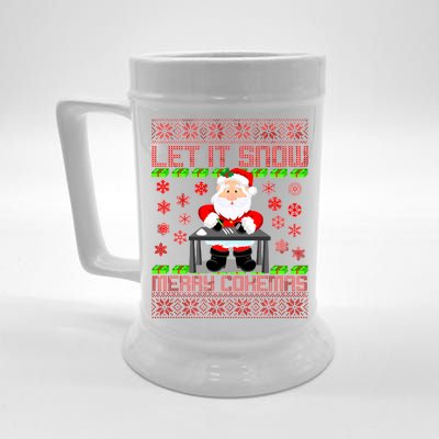 Let It Snow Merry Cokemas Santa Claus Ugly Christmas Beer Stein