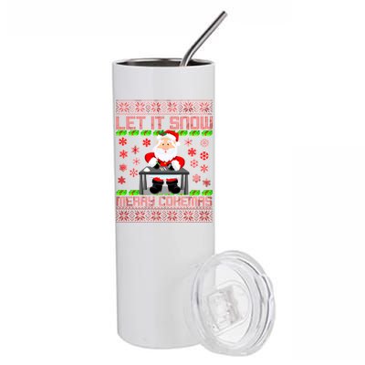 Let It Snow Merry Cokemas Santa Claus Ugly Christmas Stainless Steel Tumbler