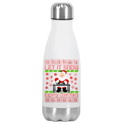 Let It Snow Merry Cokemas Santa Claus Ugly Christmas Stainless Steel Insulated Water Bottle