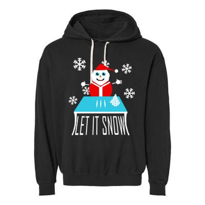 Let it Snow Snow Man Santa Ugly Christmas Garment-Dyed Fleece Hoodie