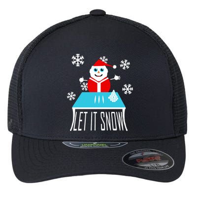 Let it Snow Snow Man Santa Ugly Christmas Flexfit Unipanel Trucker Cap