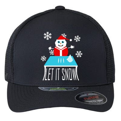 Let it Snow Snow Man Santa Ugly Christmas Flexfit Unipanel Trucker Cap