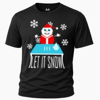 Let it Snow Snow Man Santa Ugly Christmas Cooling Performance Crew T-Shirt