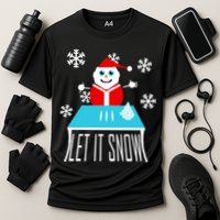 Let it Snow Snow Man Santa Ugly Christmas Cooling Performance Crew T-Shirt