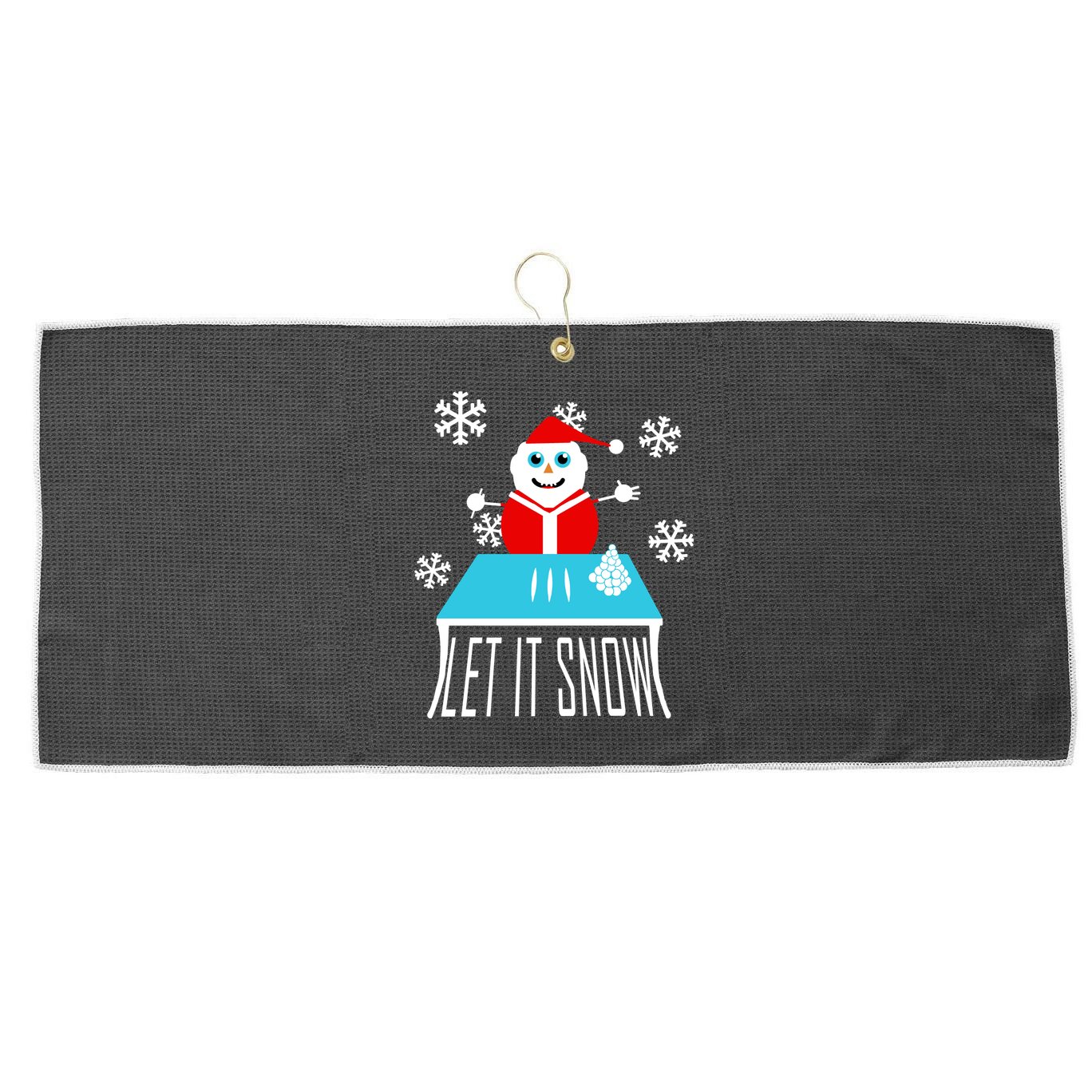 Let it Snow Snow Man Santa Ugly Christmas Large Microfiber Waffle Golf Towel