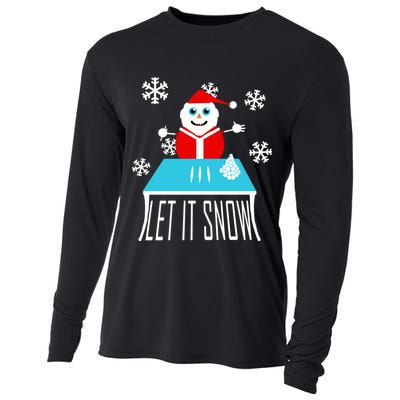 Let it Snow Snow Man Santa Ugly Christmas Cooling Performance Long Sleeve Crew