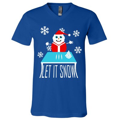 Let it Snow Snow Man Santa Ugly Christmas V-Neck T-Shirt