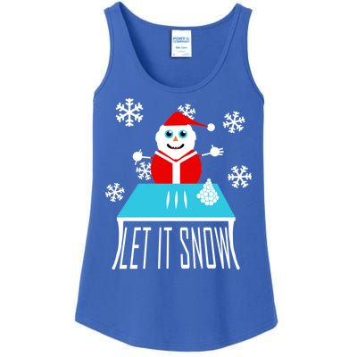 Let it Snow Snow Man Santa Ugly Christmas Ladies Essential Tank