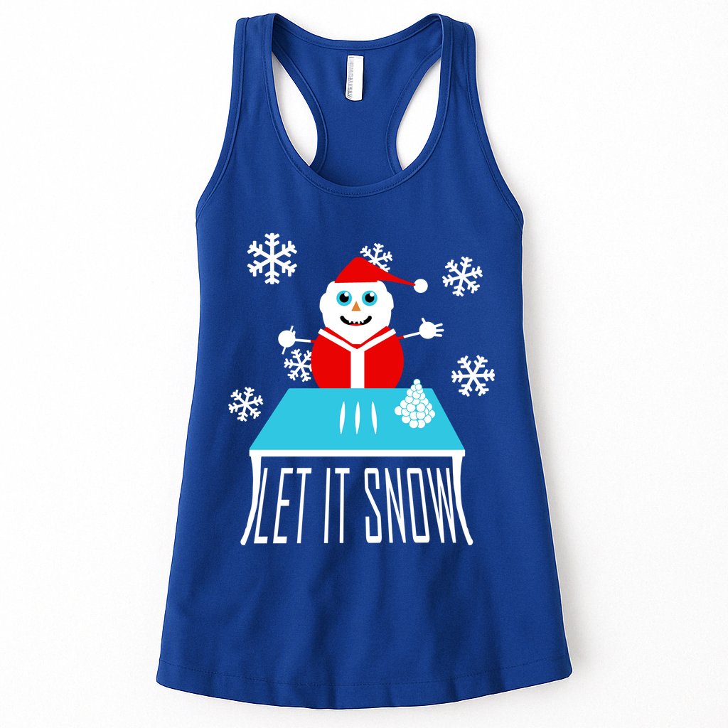 Let it Snow Snow Man Santa Ugly Christmas Womens Tank Top
