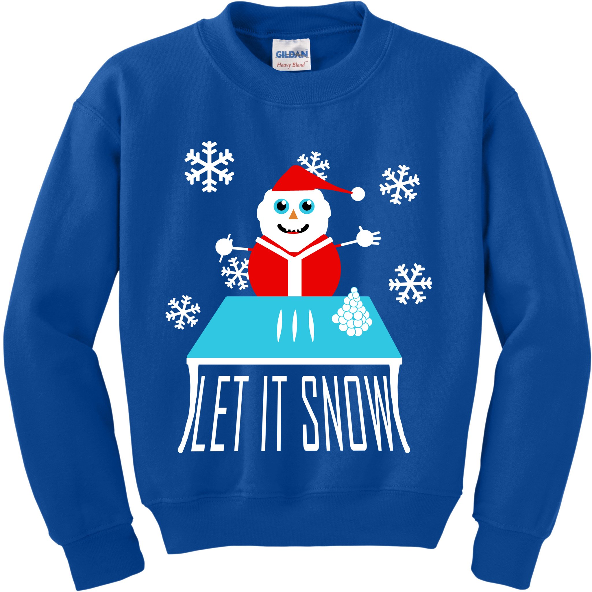 Let it Snow Snow Man Santa Ugly Christmas Kids Sweatshirt