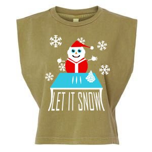 Let it Snow Snow Man Santa Ugly Christmas Garment-Dyed Women's Muscle Tee