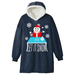 Let it Snow Snow Man Santa Ugly Christmas Hooded Wearable Blanket