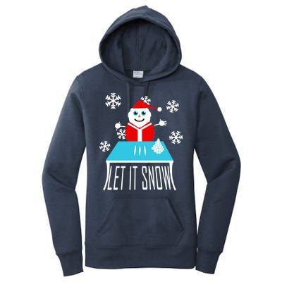 Let it Snow Snow Man Santa Ugly Christmas Women's Pullover Hoodie