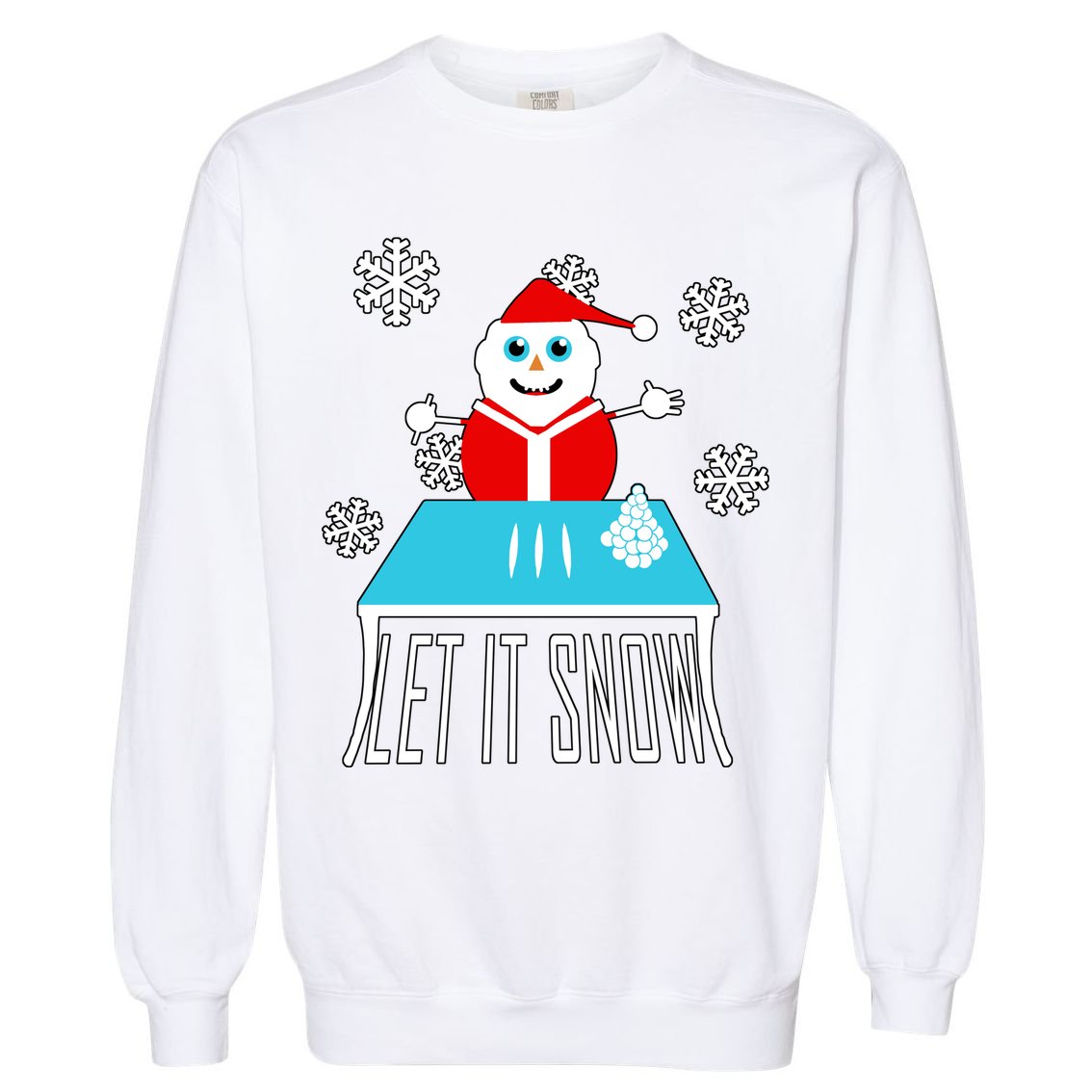 Let it Snow Snow Man Santa Ugly Christmas Garment-Dyed Sweatshirt