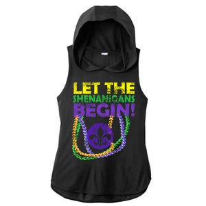 Let Shenanigans Begins Mardi Gras Ladies PosiCharge Tri-Blend Wicking Draft Hoodie Tank