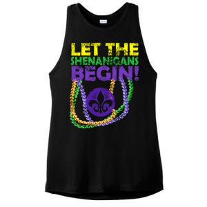 Let Shenanigans Begins Mardi Gras Ladies PosiCharge Tri-Blend Wicking Tank