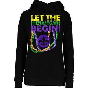 Let Shenanigans Begins Mardi Gras Womens Funnel Neck Pullover Hood