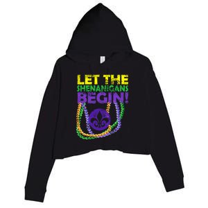 Let Shenanigans Begins Mardi Gras Crop Fleece Hoodie