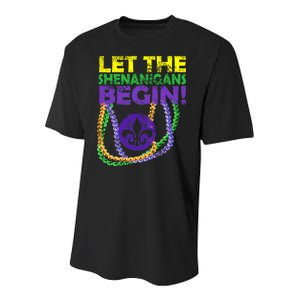 Let Shenanigans Begins Mardi Gras Youth Performance Sprint T-Shirt