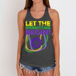 Let Shenanigans Begins Mardi Gras Women's Knotted Racerback Tank