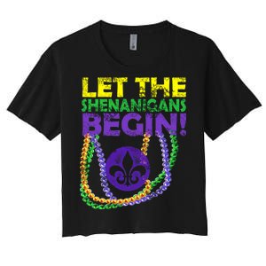 Let Shenanigans Begins Mardi Gras Women's Crop Top Tee