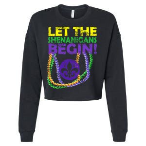 Let Shenanigans Begins Mardi Gras Cropped Pullover Crew