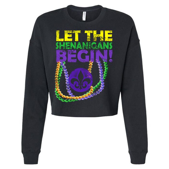 Let Shenanigans Begins Mardi Gras Cropped Pullover Crew