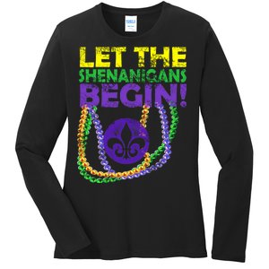 Let Shenanigans Begins Mardi Gras Ladies Long Sleeve Shirt