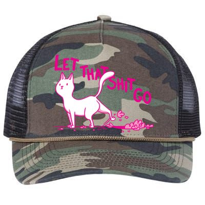 Let That Shit Go Funny Cat Retro Rope Trucker Hat Cap