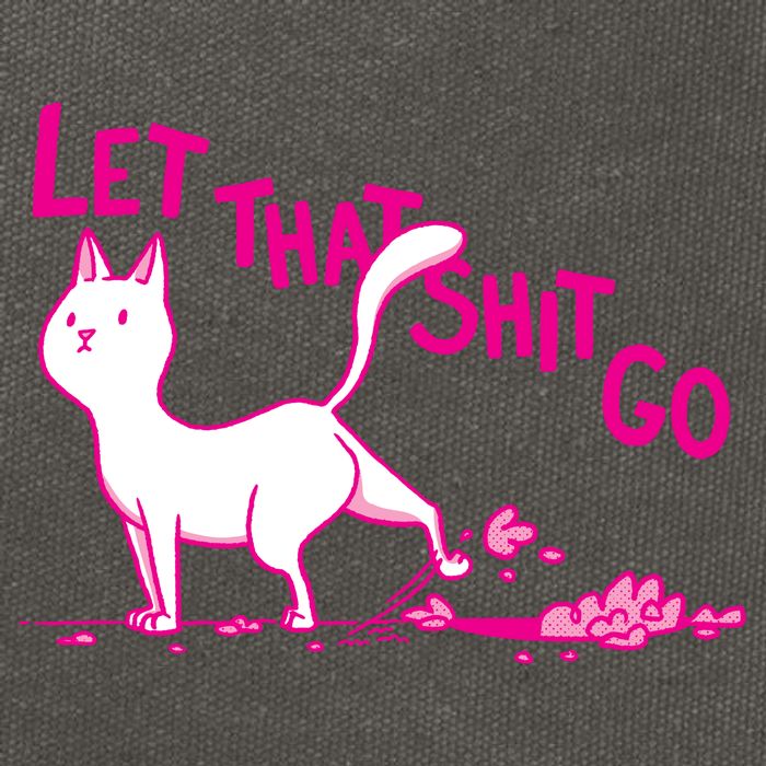 Let That Shit Go Funny Cat Cotton Canvas Backpack